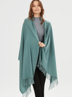 Solid Color Tassel Thick Scarf