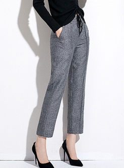 Grey High Waisted Straight Suit Pants