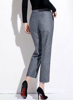 Grey High Waisted Straight Suit Pants