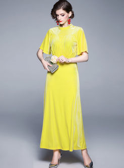 Yellow Flare Sleeve Long Prom Dress