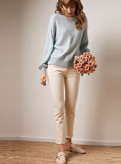 Solid Color O-neck Loose Sweater