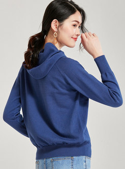 Color-blocked Hooded Pullover Loose Sweater