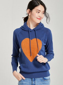 Color-blocked Hooded Pullover Loose Sweater