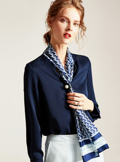 Brief V-neck Loose Blouse With Tie