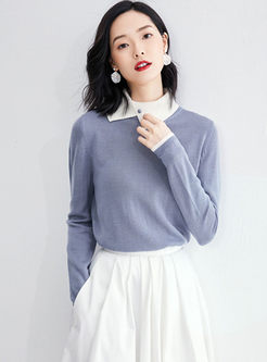 Chic Lapel Pullover All-matched Sweater