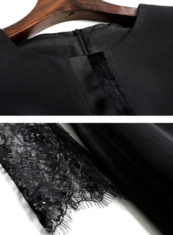 Black O-neck Long Sleeve Bodycon Dress
