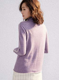 Color-blocked Turtleneck Pullover Loose Sweater