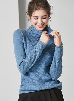 High Collar Loose Pullover Wool Sweater 