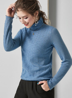 High Collar Loose Pullover Wool Sweater 