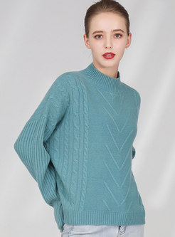 Stand Collar Loose Pullover Sweater