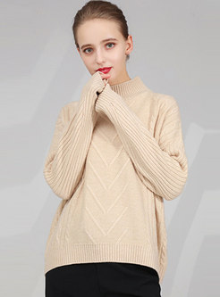 Stand Collar Loose Pullover Sweater