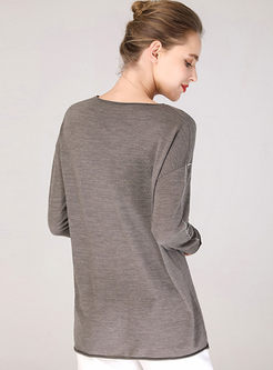 V-neck Pullover Loose Wool Sweater