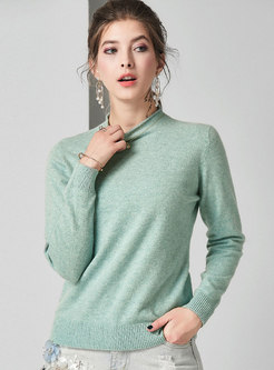 Solid Color Stand Collar Pullover Sweater