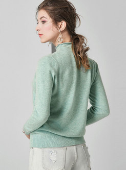 Solid Color Stand Collar Pullover Sweater