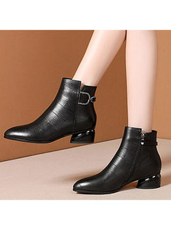 Black Pointed Head Plush Short Boots