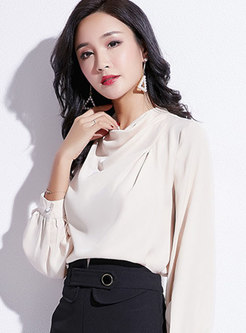 Solid Color Pile Collar Loose Pullover Blouse