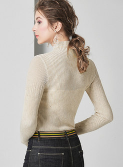 Brief Solid Color Slim Sweater