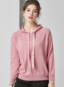 Casual Knit Pullover Hooded Sweatshirt