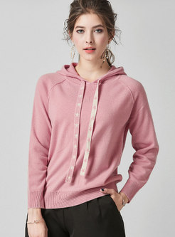 Casual Knit Pullover Hooded Sweatshirt