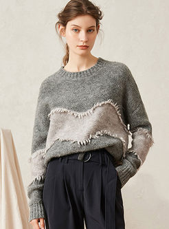 Casual Loose Pullover Patchwork Sweater