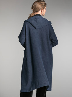 Casual Hooded Straight Loose Knit Coat