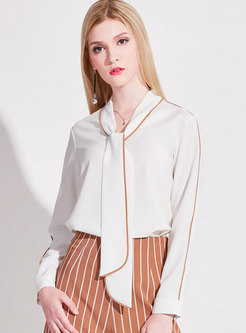 Work Color-blocked Pullover Chiffon Blouse