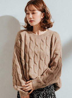 O-neck Loose Thick Pullover Sweater