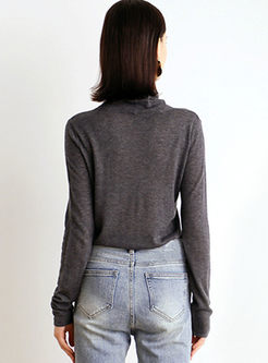Solid Color Turtleneck Slim Thin Sweater