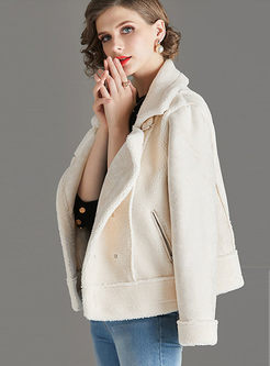 Casual Lapel Double-breasted Sherpa Jacket 