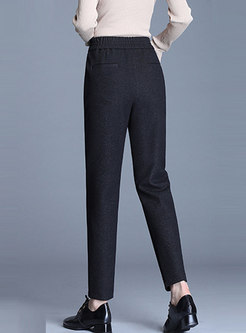Casual Elastic Waisted Hairy Tapered Pants 