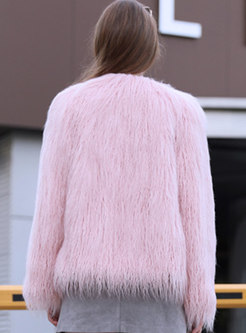 Fashion O-neck Straight Fur Coat
