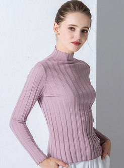Solid Color Slim Thin Wool Sweater