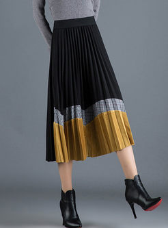 Elastic Waist Pleated Velvet Skirt