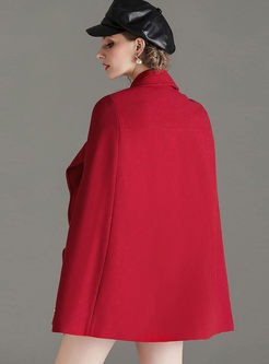 Lapel Falbala Patchwork Cloak Coat