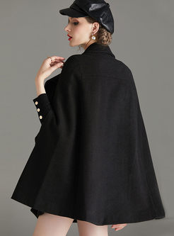 Lapel Falbala Patchwork Cloak Coat