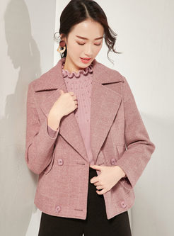 Notched Irregular Striped Wool Blended Coat