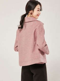 Notched Irregular Striped Wool Blended Coat