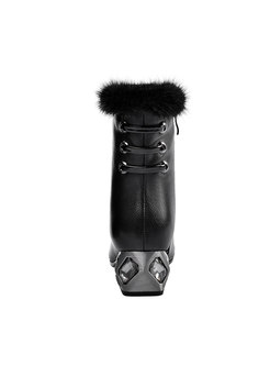 Thick Heel Patchwork Short Plush Leather Boots