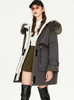 Casual Hooded Orolay Coat With Drawcord