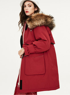 Casual Hooded Orolay Coat With Drawcord