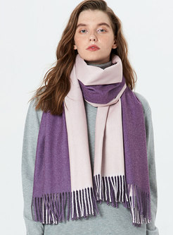 Casual Tassel Color-blocked Thick Scarf