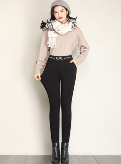 High Waisted Letter Print Pencil Pants