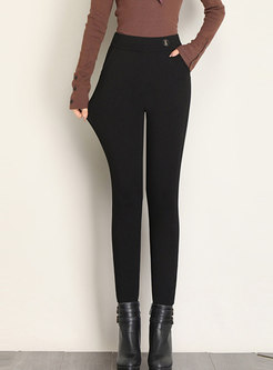 Elastic Waisted Cotton Thick Pencil Pants