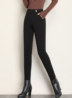 Elastic Waisted Cotton Thick Pencil Pants