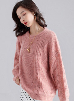 Casual Solid Color Pullover Loose Sweater