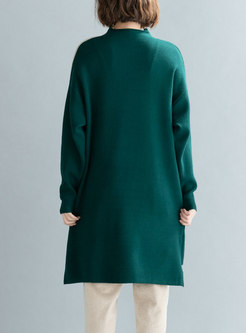 Stand Collar Irregular Color-blocked Sweater Dress
