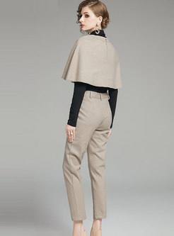 Slim Knit Top With Cloak & Tapered Pants