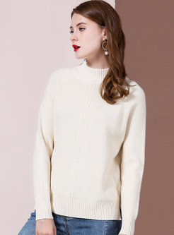 Stand Collar Straight Split Pullover Sweater