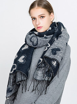 Casual Print Tassel Thick Scarf