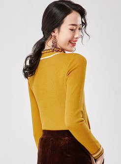 Stand Collar Slim Pullover Sweater